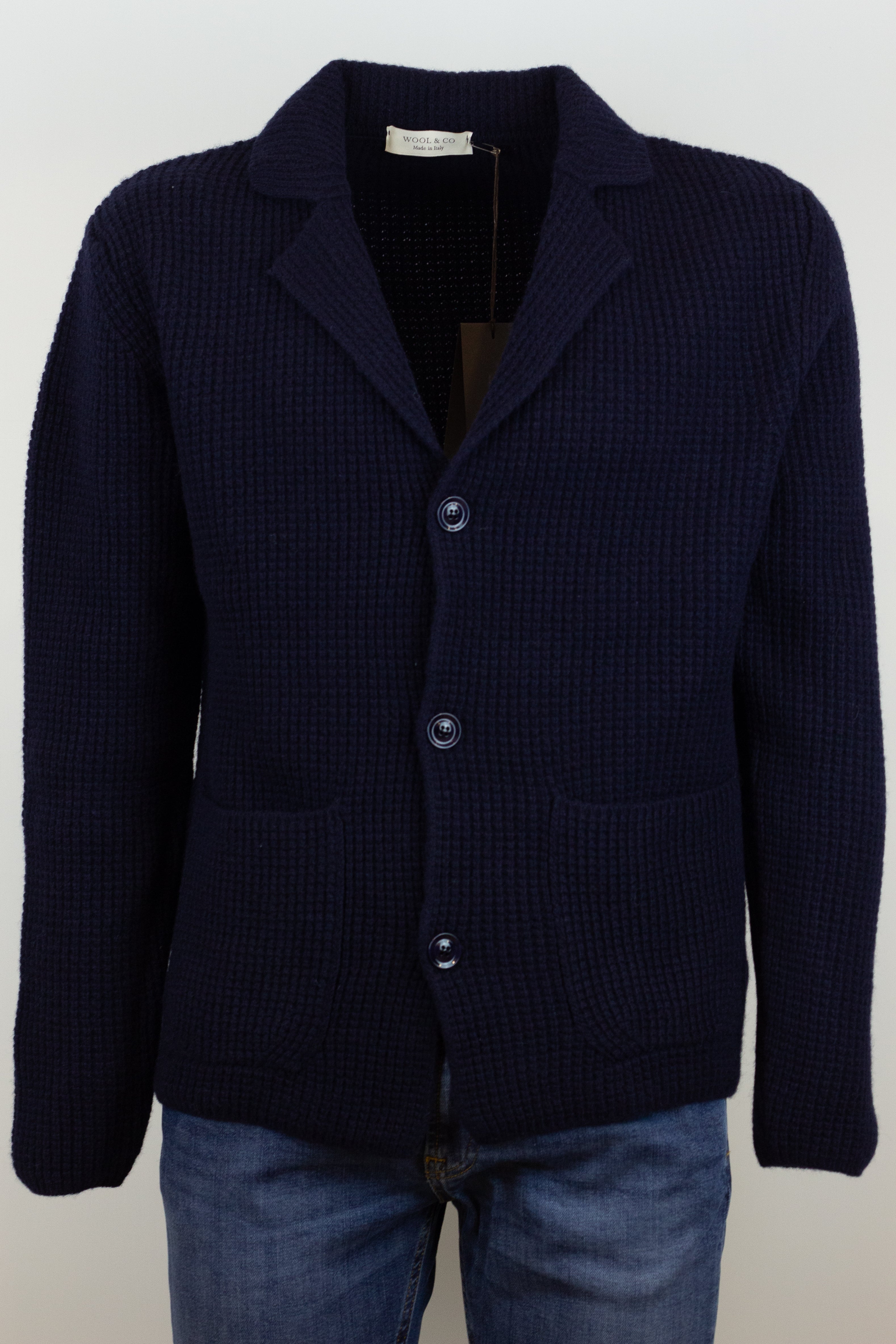 Cardigan Wool & Co. Blu a Coste