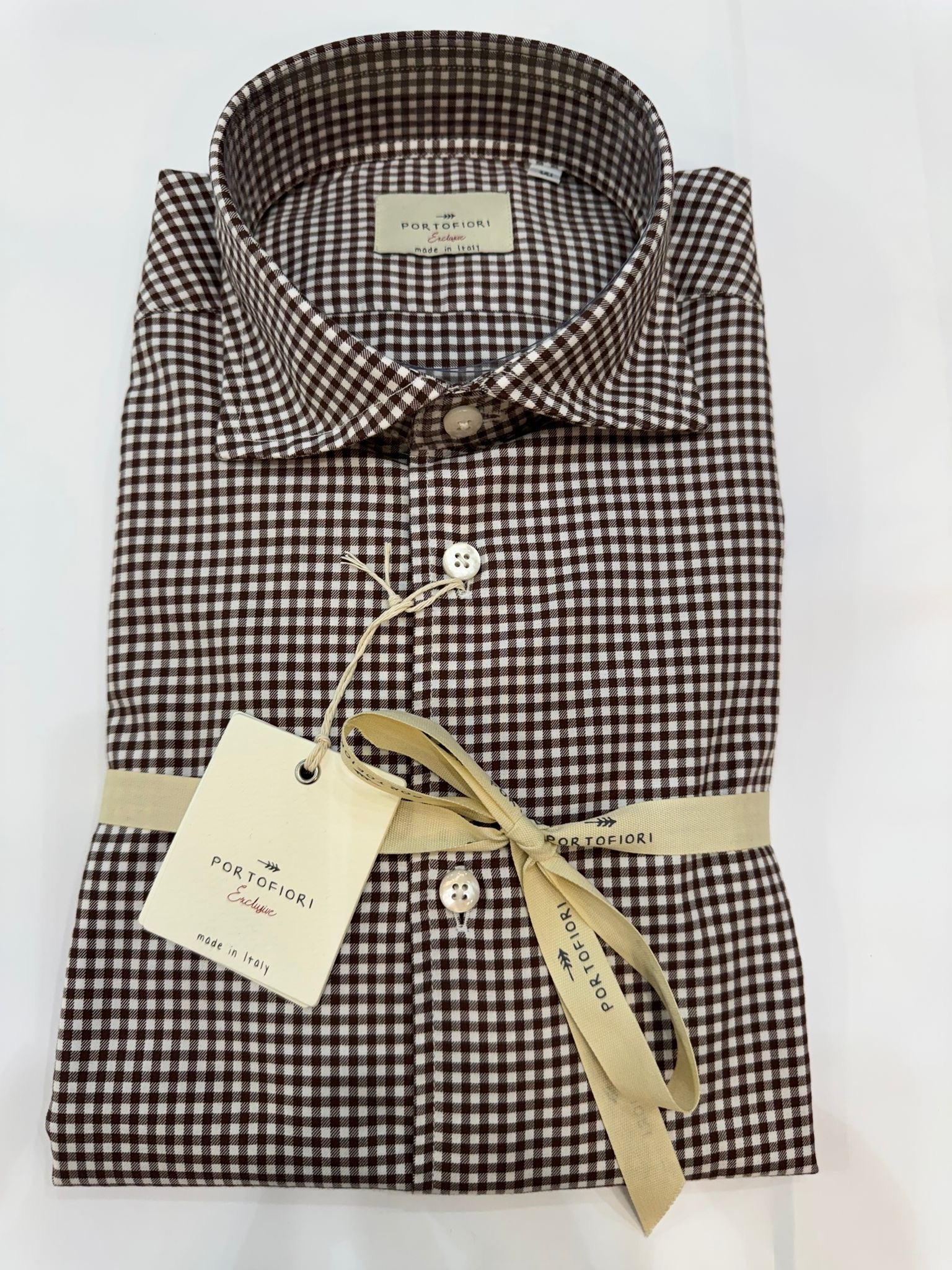 Camicia Portofiori a Quadri Marroni