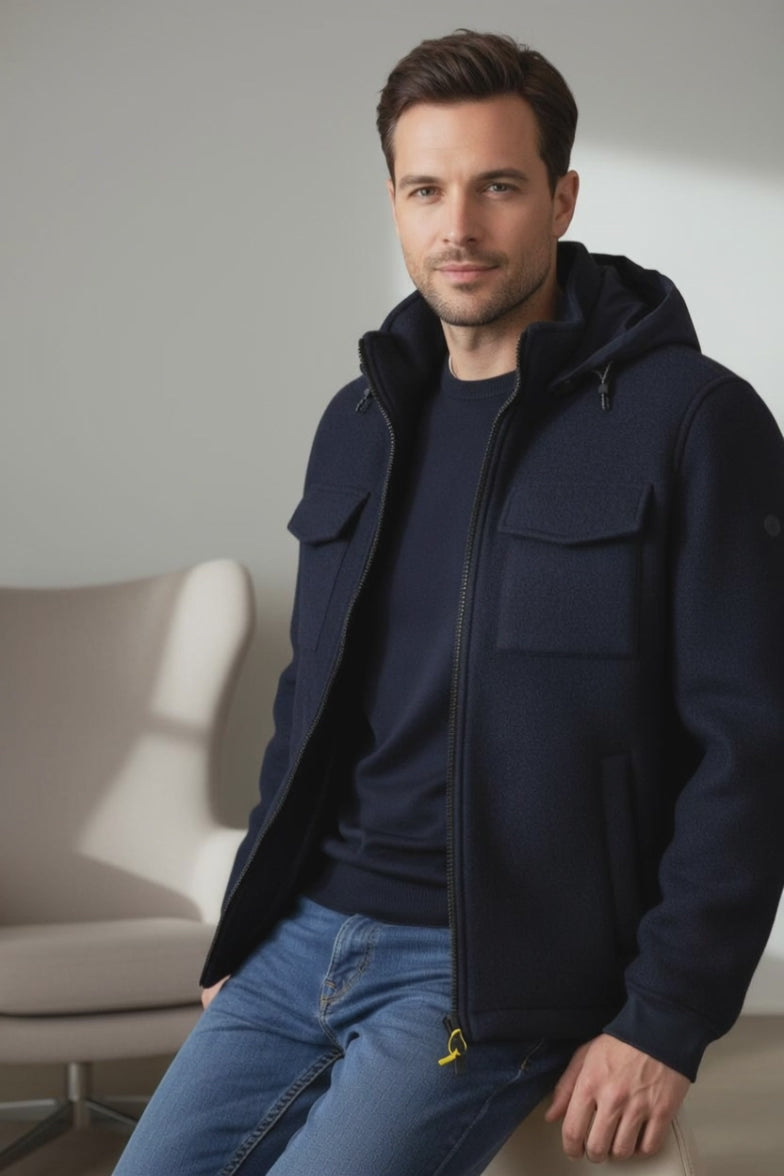 Bomber Manuel Ritz Lana e Neoprene Blu